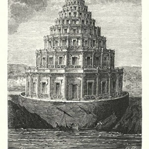 Essai de restauration du phare d Alexandrie (engraving)
