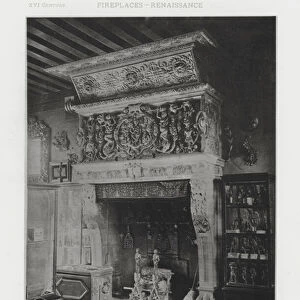 Fireplace: Musee De Cluny, Paris, Salle De La Ferronnerie (b / w photo)