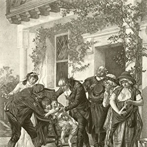 The first vaccination - Dr Jenner (gravure)