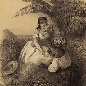 Fortune teller on Martinique telling Marie Josephe Rose Tascher de La Pagerie she will be Queen of France (litho)