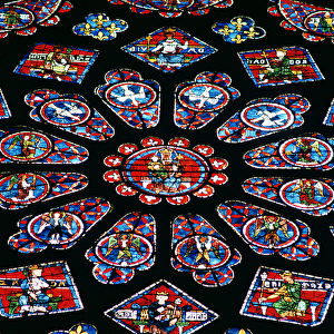Glorification of the Virgin Mary, north rose window, c. 1223 (stained glass) (detail)