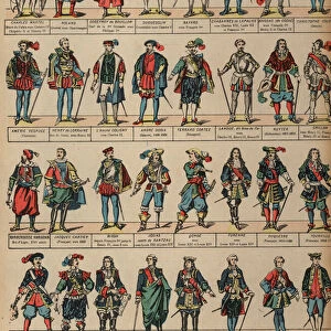 Great military figures (coloured engraving)