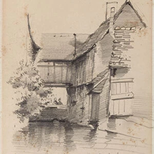House on the Lezarde at Montivilliers, 1857 (graphite on paper)