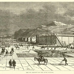 The Ice Harvest on the River Hudson (engraving)