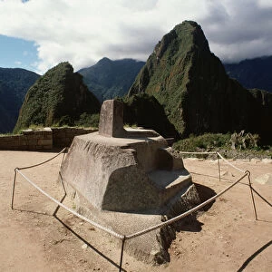 Intihuatana, ritual stone associated with the astronomic clock or calendar of the Inca