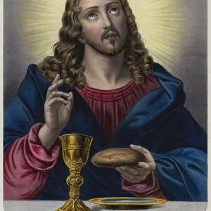Jesus Christ, and the Blessed Sacrament (colour litho)