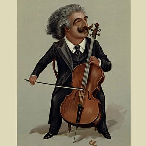 Joseph Hollman - portrait sitting playing the cello, 1897 (print)
