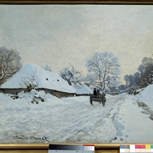 La charrette, route sous la neige a Honfleur in 1867 Painting by Claude Monet (1840-1926)