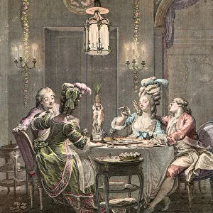 Le supper fin - engraving by Moreau Jean Michel, le Jeune (1741-1814