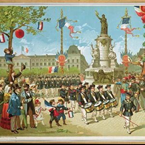 March-Past in the Place de la Republique, 14th July 1880 (litho)
