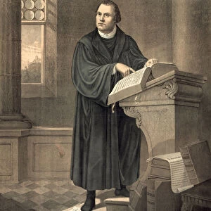 Martin Luther in His Study, 1882 (colour litho)