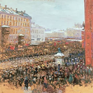 Mass Demonstration in Moscow in 1917, 1917 (oil on canvas)