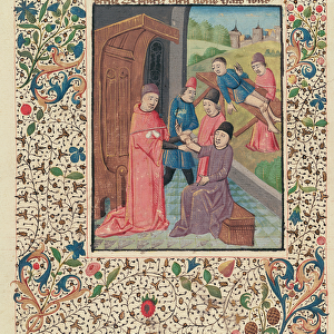 Ms Fr 396 fol. 80v A doctor treating fractures, from La Grande Chirurgie