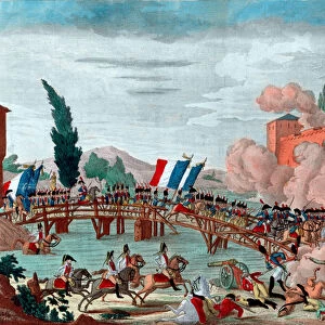 Napoleon leading his army across the bridge at Lodi - Napoleon during the battle
