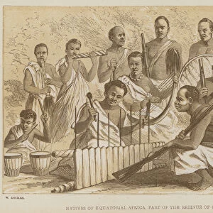 Natives of Equatorial Africa, part of the retinue of Captain Speke (colour litho)