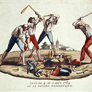 Night of 4-5 August 1789, or patriotic delirium, late 18th century (engraving)