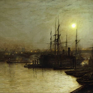 Night Toil, Billingsgate Wharf, (oil on canvas)