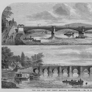 The Old and New Trent Bridges, Nottingham (engraving)