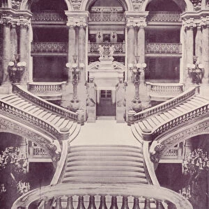 Paris: Grand Staircase of the Opera House (b / w photo)