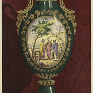 Porcelain vase from the Manufacture nationale de Sevres, France, 18th Century (colour litho)