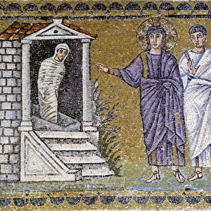 Resurrection of Lazarus, mural mosaic at the church of Saint Apollinar, Ravenna