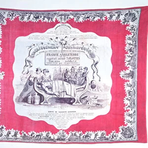 Scarf caricaturing Russia sickened by greed and ambition during the Crimean War, c