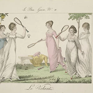 The Shuttlecock, plate 11 from Le Bon Genre, 1802 (coloured engraving)