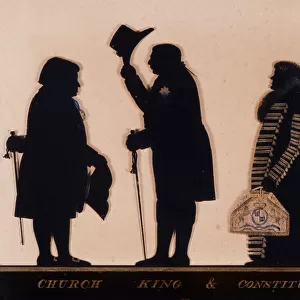 Silhouette entitled Church, King and Constitution, c. 1793 (glass)