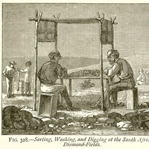 Sorting, Washing, and Digging at the South African Diamond-Fields (engraving)