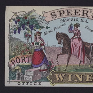 Speer s, Passaic, NJ, Mount Prospect Vineyards, Port, Wine, Grape (colour litho)