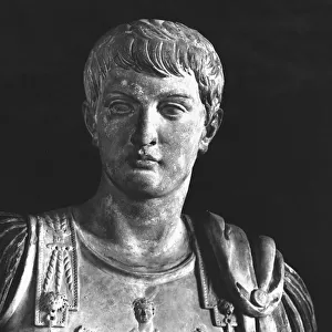 Statue of the young Nero (37-68 AD) c. 54 (marble) (b / w photo) (detail)