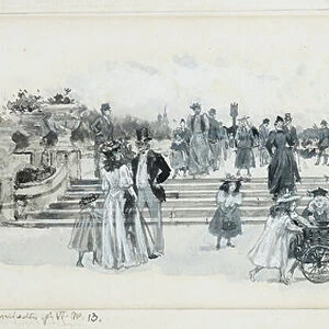 The Terrace Walk, Alexandra Park, 1893-94 (w/c gouache on paper)