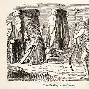 Time Bowling out the Druids, from The Comic History of England, pub. 1864 (woodcut)