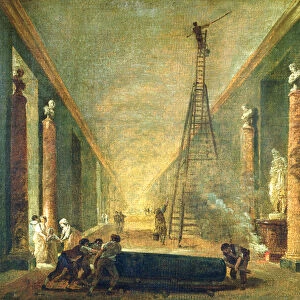 View of the Grand Gallery of the Louvre During Restoration, 1798-99 (oil on canvas)