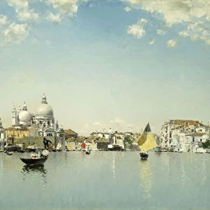 A View of Venice looking toward the Santa Maria Della Salute, (oil on canvas)