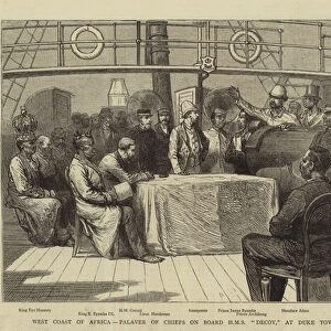 West Coast of Africa, Palaver of Chiefs on Board HMS "Decoy, "at Duke Town, Old Calabar River (engraving)
