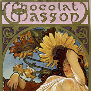 Woman in Autumn mood - by Mucha, calendar "Chocolat Mexicain Chocolat