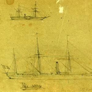 Cattena? and Jerome Napoleon, between 1860 and 1865, drawing on green paper pencil, 16