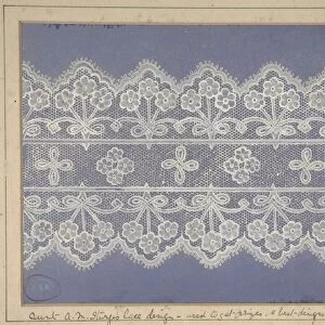 Design lace 19th century White gouache blue prepared ground