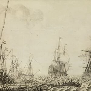 Ships near a Harbor, Experiens Sillemans, 1649