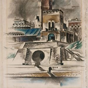 Water Gate 1922 Pastel charcoal ink wash paper