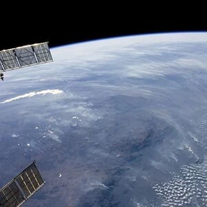 A smoke pall dominates this view of tropical southern Africa