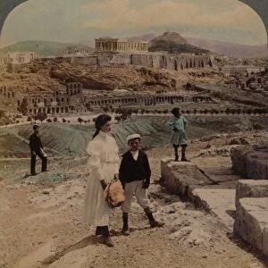 The Acropolis of Athens, Lycabettus and Royal Palace, from Philopappos monument, 1907. Artists: Elmer Underwood, Bert Elias Underwood