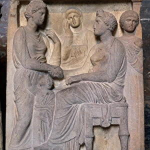 Ancient Greek relief showing friends greeting each other