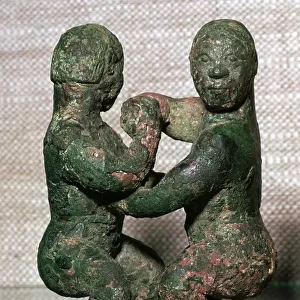 Bronze figures of two wrestlers, Eastern Zhou Dynasty, China, c5th-4th Century BC
