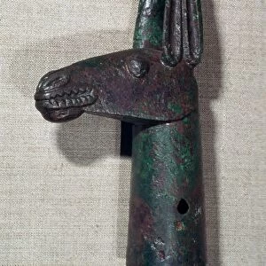 Bronze pole-top in the shape of a mules head, 6th century BC