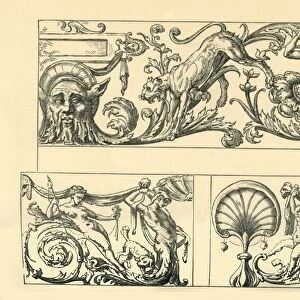 Designs for grotesque friezes, 16th century, (1881). Creator: Unknown