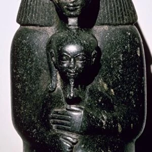Egyptian statuette of Sehenmut and his ward the Princess Neferure, c. 14th century BC