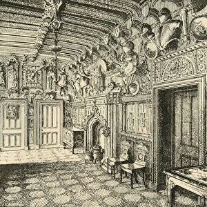 The Entrance-Hall. - Along the Wall are Many Suits of Old Armor. 1882
