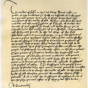 Episcopal Declaration of Archbishop Crammer and seven other English bishops, c1537. Artist: Thomas Cranmer